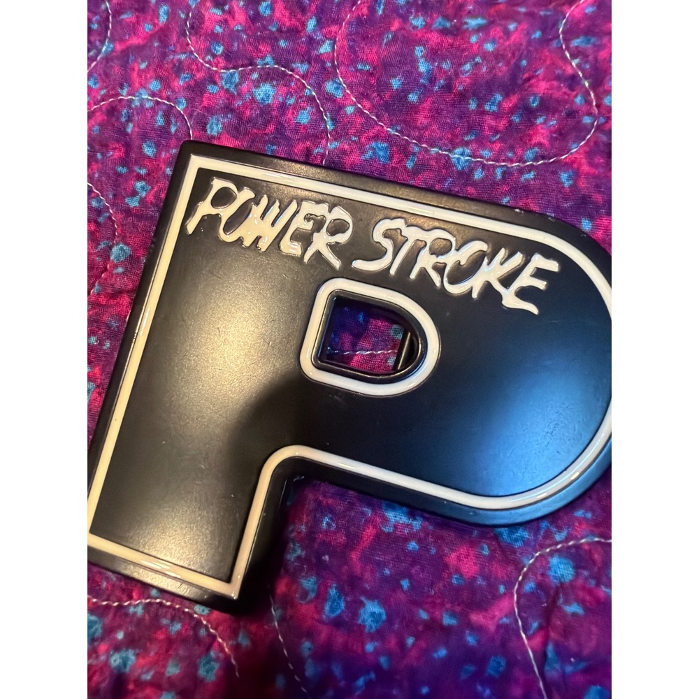 Power Stroke Diesel Belt Buckle Black White Enamel Letter P Ford Truck Accessory